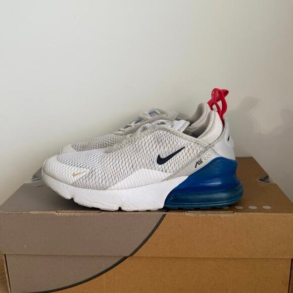 Nike Air Max 270 White/Blue Preschool Kids Sneakers - SZ 2.5 Y - Picture 4 of 12